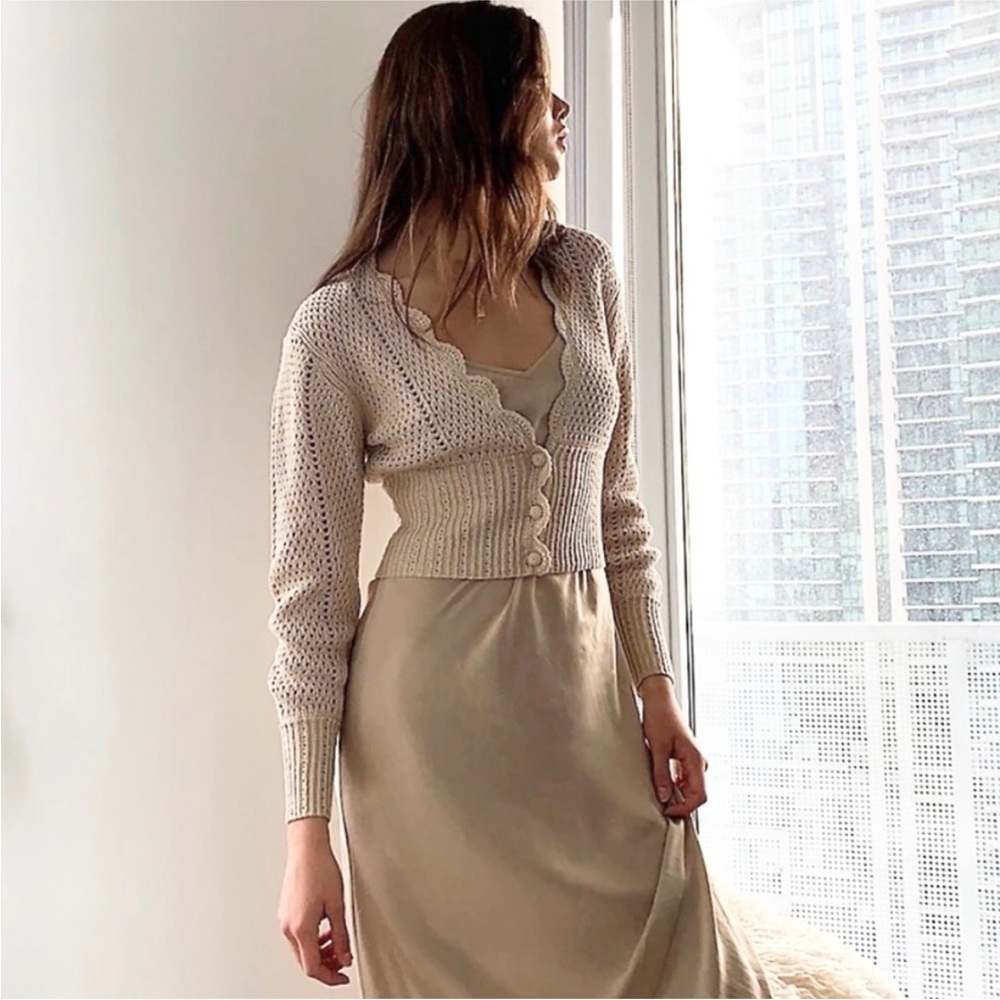 Aritzia Wilfred Le Frou 100% cotton Open knit Cardigan NEW